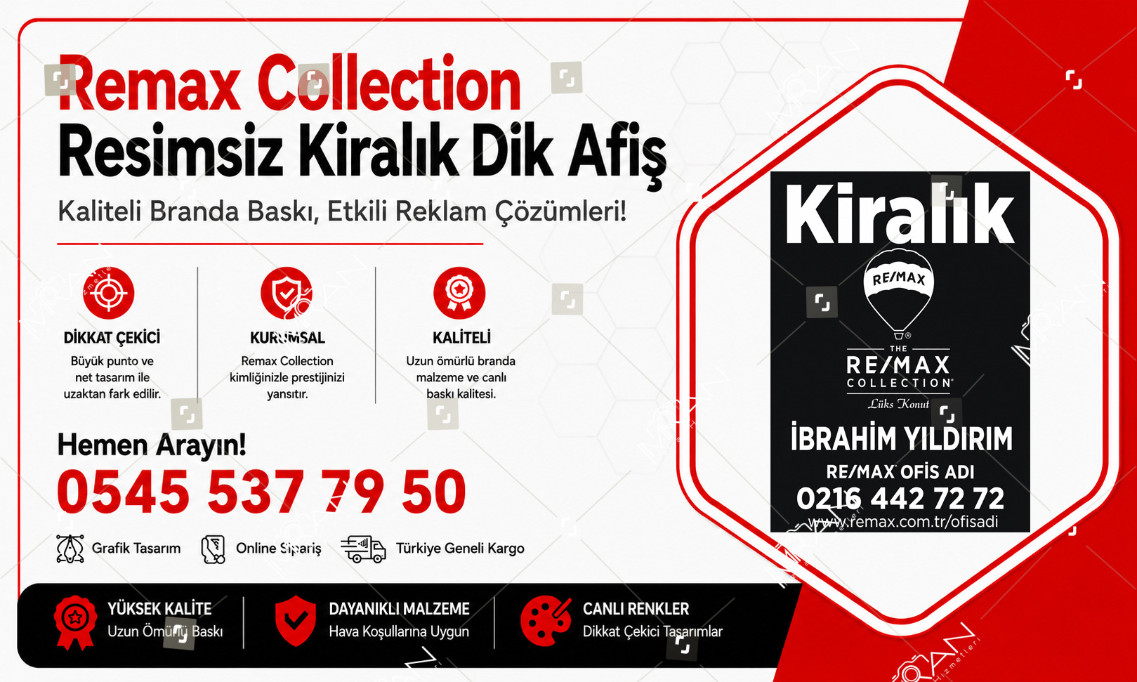 Remax Collection Resimsiz Kiralık Dik Afiş